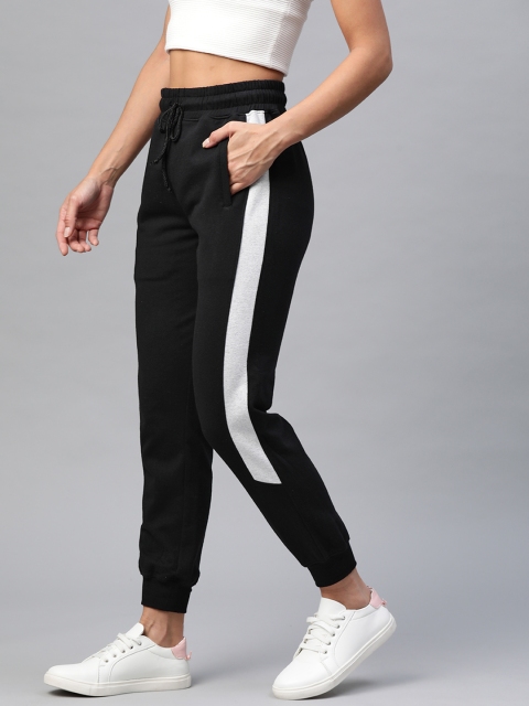 

Laabha Women Black & White Side Striped Joggers