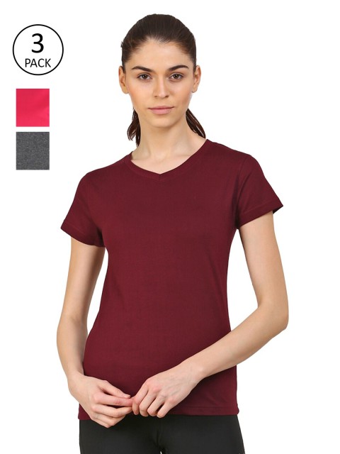 

appulse Women Maroon 3 Slim Fit Running T-shirt