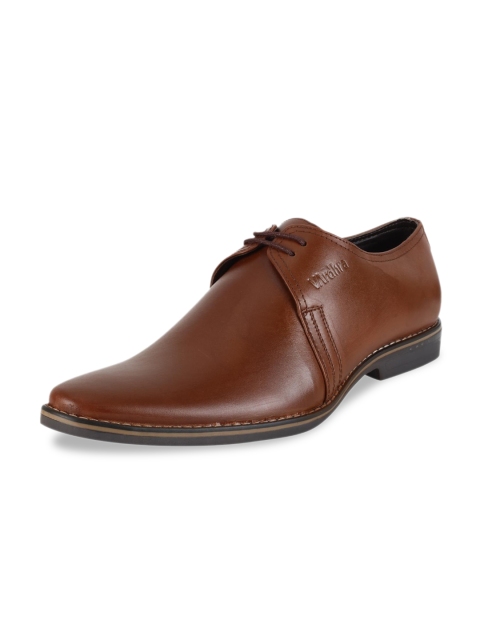 

Vardhra Men Tan Brown Solid Leather Formal Derbys
