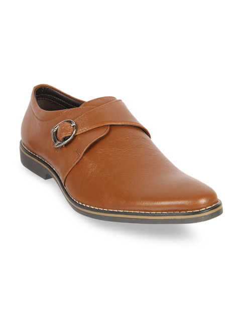 

Vardhra Men Tan Brown Solid Leather Formal Monk Shoes