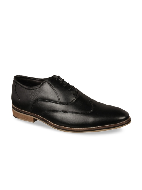 

Vardhra Men Black Solid Leather Formal Oxfords