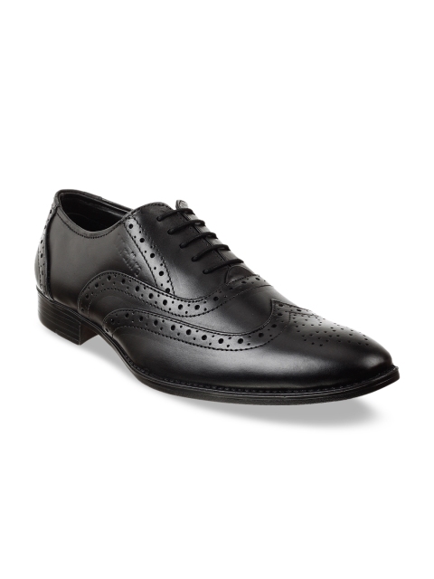 

Vardhra Men Black Solid Leather Formal Brogues