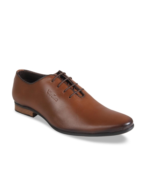 

Vardhra Men Tan-Brown Solid Leather Formal Oxfords