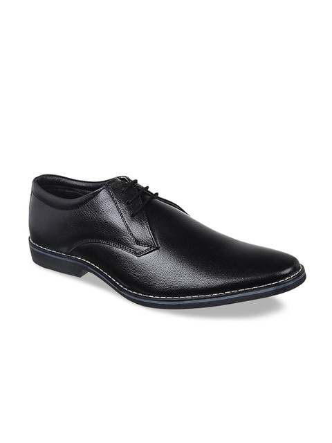 

Vardhra Men Black Solid Leather Formal Derbys