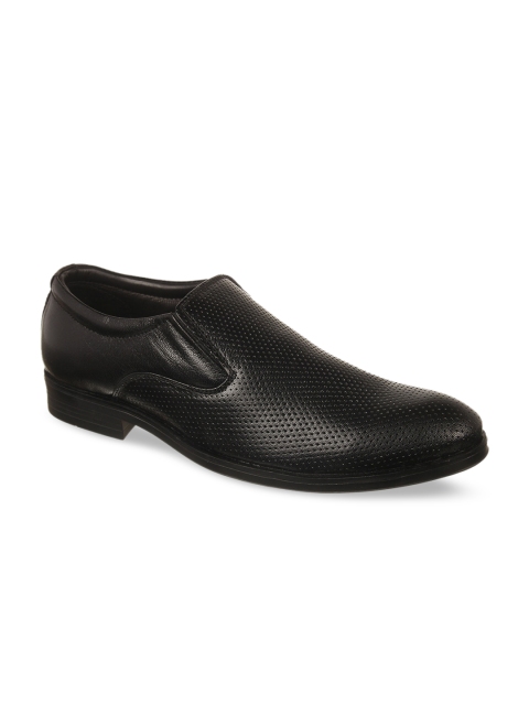 

Vardhra Men Black Textured Leather Formal Loafers