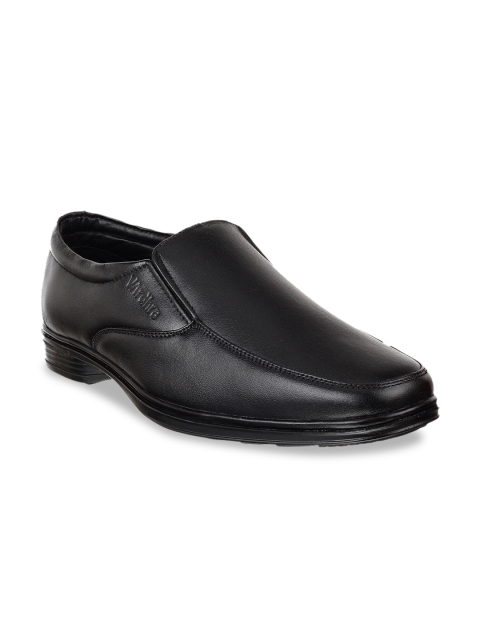 

Vardhra Men Black Solid Leather Formal Slip-On Shoes