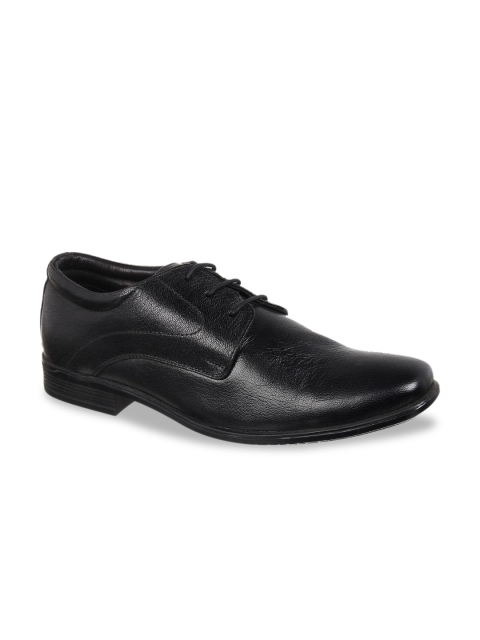 

Vardhra Men Black Solid Leather Formal Derbys