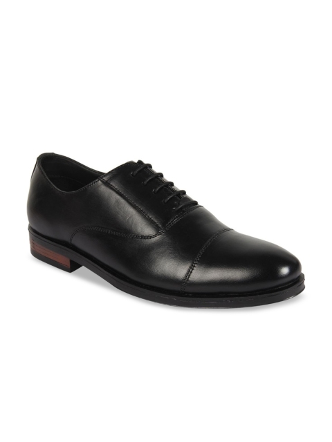 

Vardhra Men Black Solid Leather Formal Oxfords