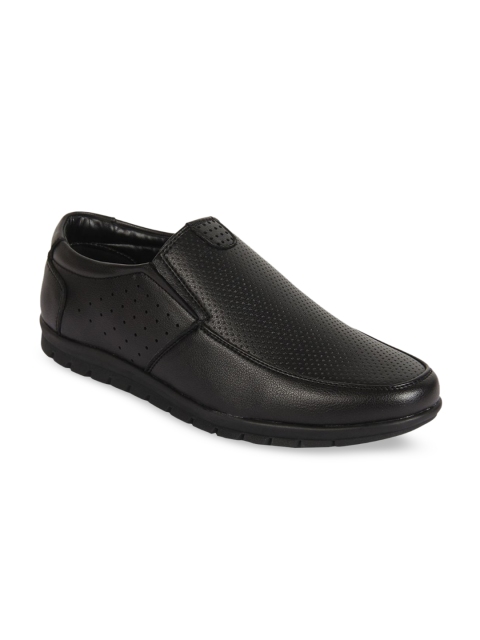

Vardhra Men Black Solid Leather Formal Slip On's
