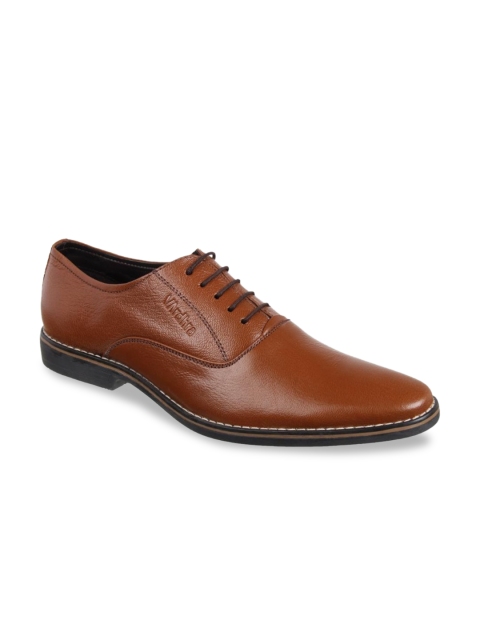 

Vardhra Men Tan Solid Leather Formal Derbys