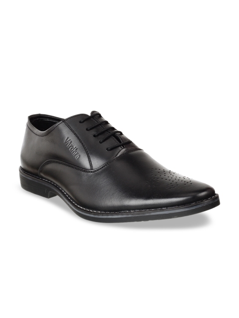 

Vardhra Men Black Solid Leather Formal Oxfords