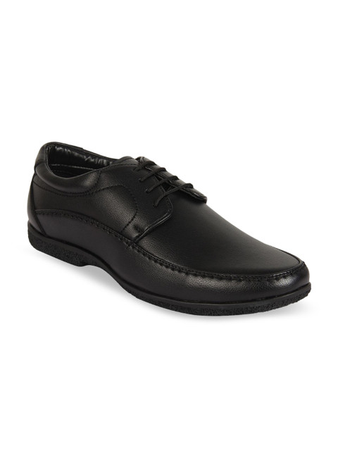 

Vardhra Men Black Solid Leather Formal Derbys
