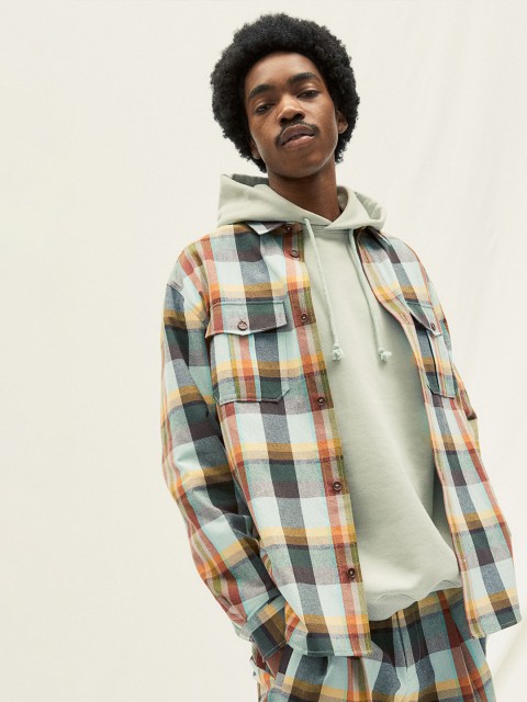

H&M Men Multicoloured Cotton-blend Shirt, Multi