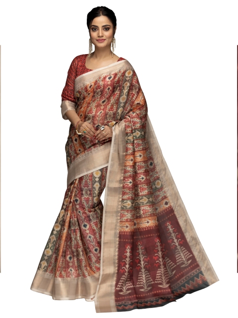 

VENISA Maroon & Brown Zari Art Silk Saree