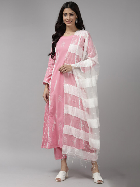 

Indo Era White Woven Design Dupatta