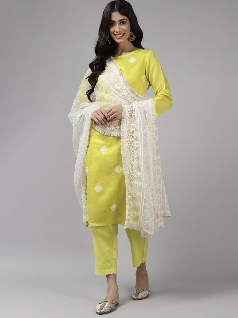 

Indo Era Off White Ethnic Motifs Printed Organza Dupatta