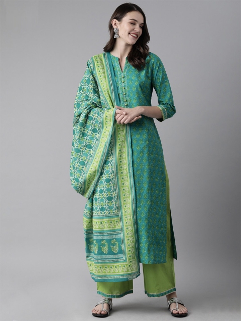 

Indo Era Sea Green & Blue Ethnic Motifs Printed Dupatta