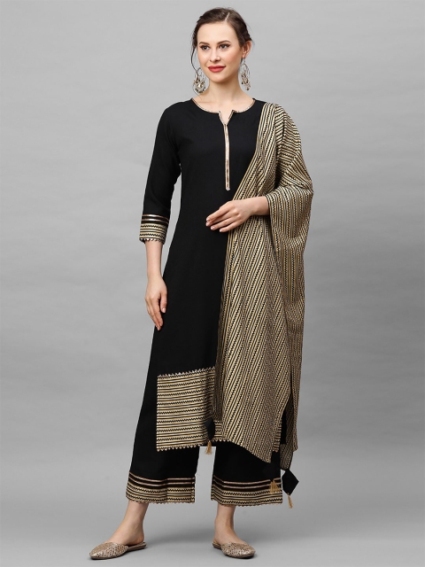 

Indo Era Beige & Black Printed Foil Print Dupatta