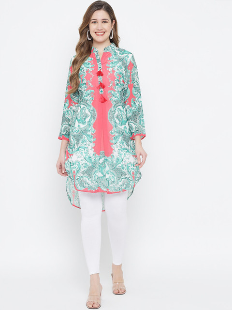 

MAXENCE Women Green & White Printed Top With Leggings
