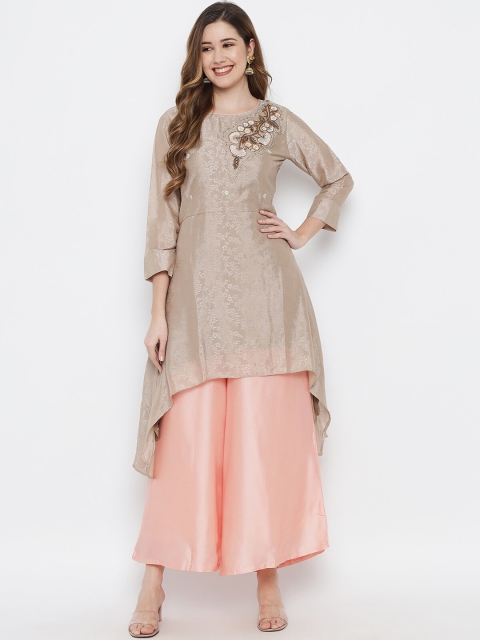 

MAXENCE Women Beige & Peach Printed Kurta with Palazzo Set