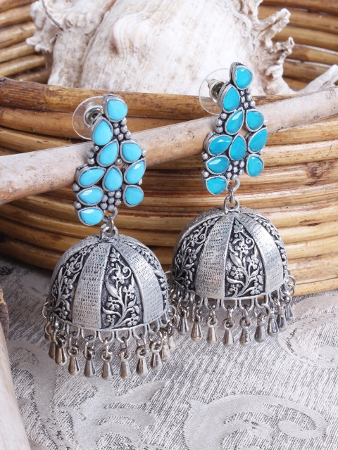 

Ayesha Silver-Toned Classic Jhumkas Earrings