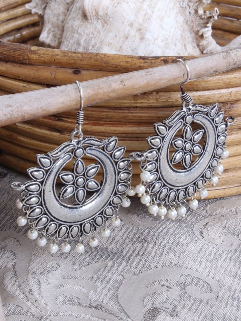 

Ayesha Silver-Toned Classic Drop Earrings
