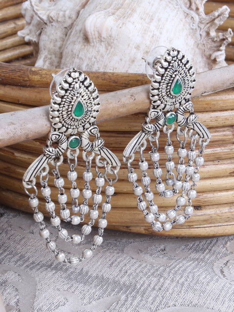 

Ayesha Silver-Toned Classic Drop Earrings