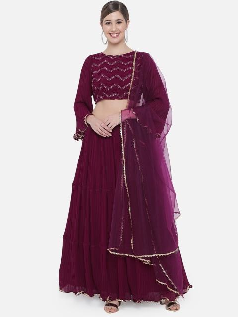 

DIVASTRI Purple & Gold-Toned Ready to Wear Lehenga & Unstitched Blouse With Dupatta