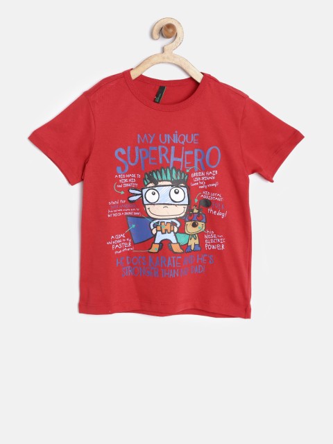 

United Colors of Benetton Boys Red Printed T-shirt