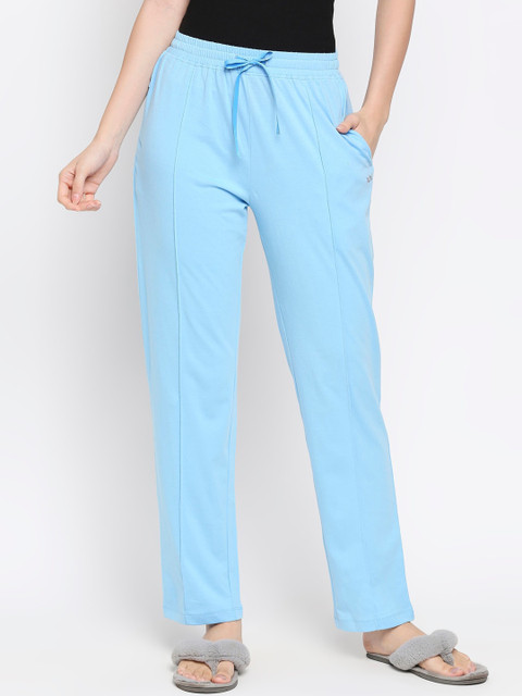 

XIN Women Blue Solid Pure Cotton Lounge Pants