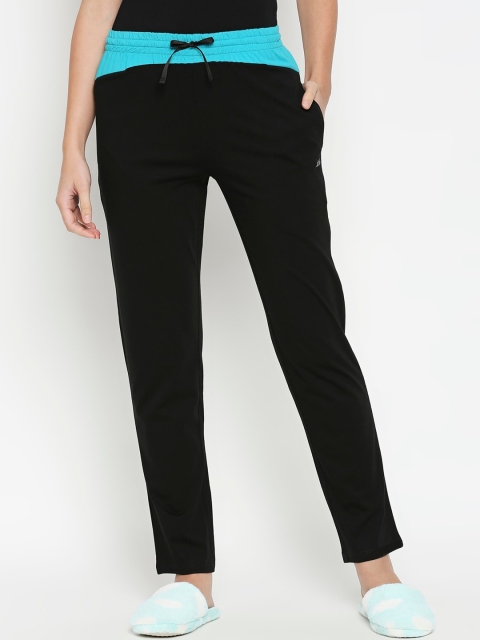 

XIN Women Black Solid Pure Cotton Relaxed-Fit Lounge Pants