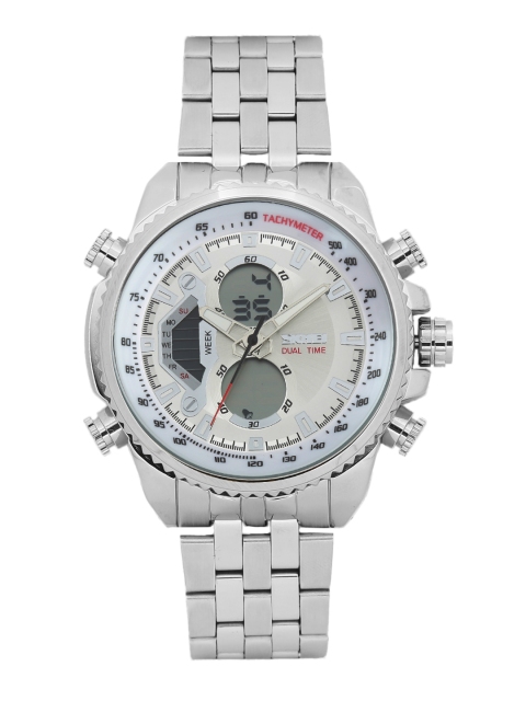 

Skmei Men Silver-Toned Analogue & Digital Chronograph Watch 0993-WH