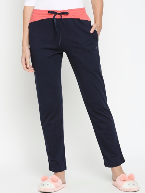 

XIN Women Navy Blue Solid Pure Cotton Lounge Pants