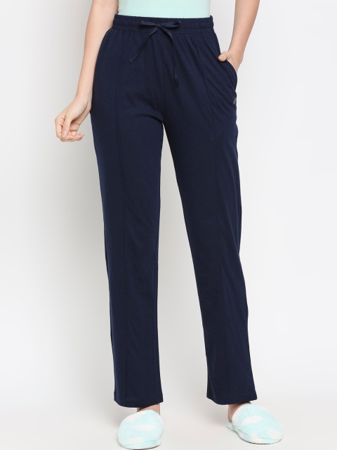 

XIN Women Navy-Blue Solid Pure Cotton Lounge Pants