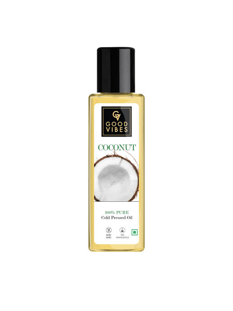 

Good Vibes Cold Pressed 100% Pure Coconut Carrier Oil for Skin & Hair - 200ml, White