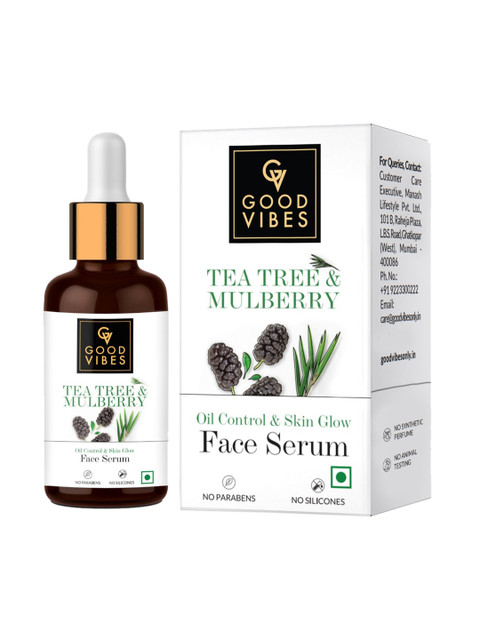 

Good Vibes Tea Tree & Mulberry Oil Control & Skin Glow Face Serum - 30ml, White