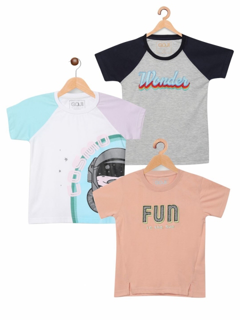 

GOJI Unisex Kids Pack Of 3 Printed T-shirts, Grey