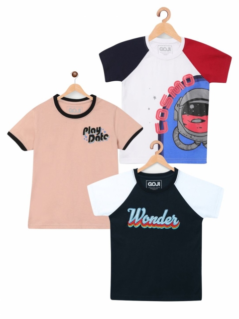 

GOJI Kids Multicoloured Typography Set Of 3 Printed T-shirt, Multi