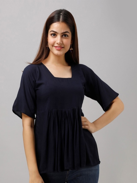 

KALINI Women Blue Solid Empire Top