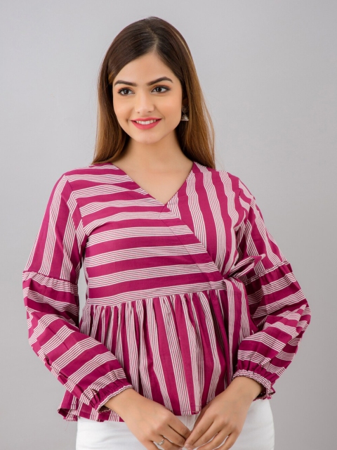 

KALINI Maroon Striped Peplum Top