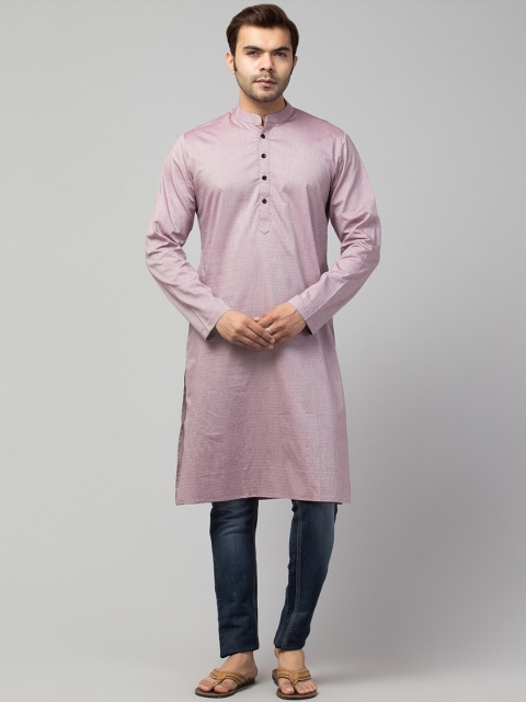 

Waahiba Men Pink Handloom Kurta