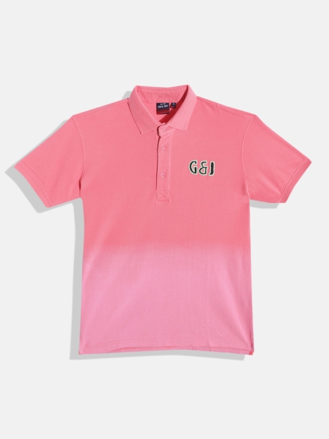 

Gini and Jony Boys Coral Pink Printed Polo Collar Pure Cotton T-shirt