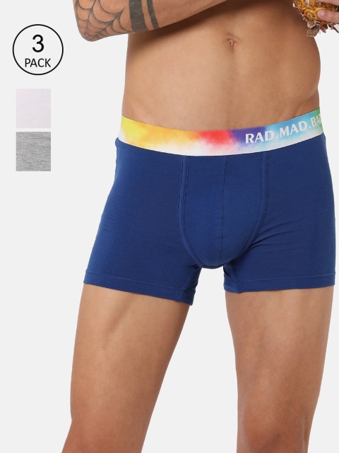 

RAD.MAD.BAD Men Pack Of 3 Trunks RMB-LVR-TR-G-W-B, White
