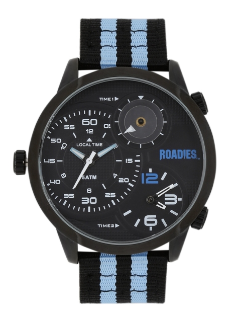 

Roadies Men Charcoal Grey Textured Multiple Time Zone Analogue Watch R7011BL