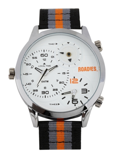 

Roadies Men White Textured Multiple Time Zone Analogue Watch R7011OR