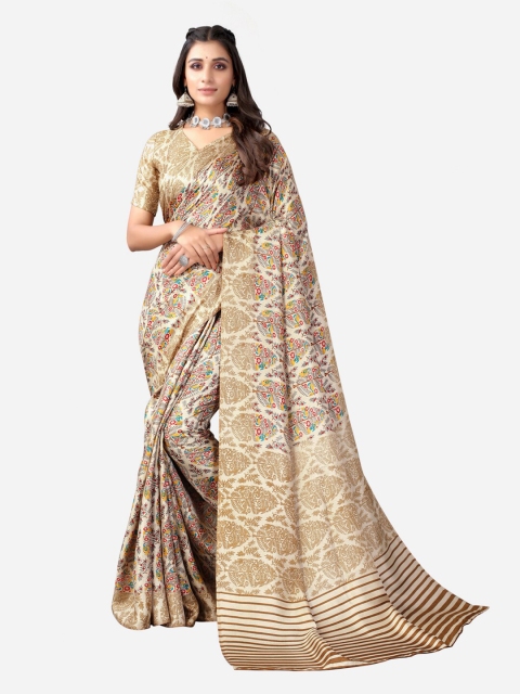 

SIRIL Beige & Cream-Coloured Ethnic Motifs Saree