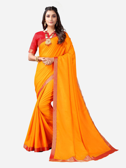 

SIRIL Yellow & Gold-Toned Saree