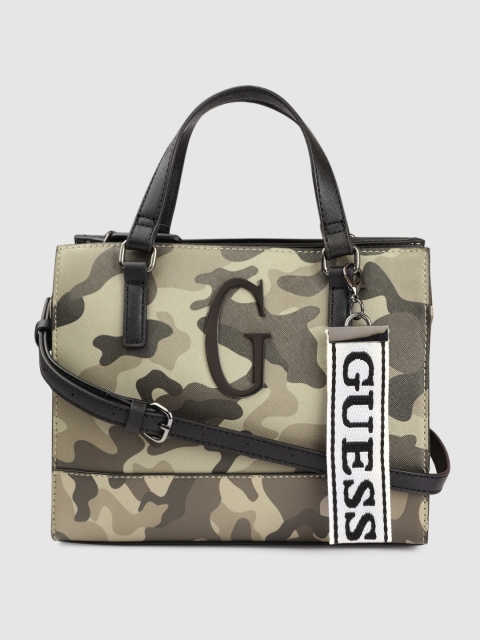 

GUESS Green Camouflage Print Handheld Bag