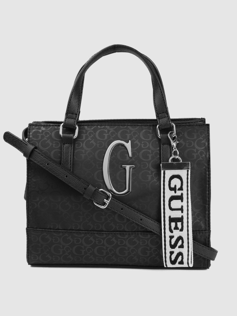 

GUESS Black Brand Logo Print Handheld Bag