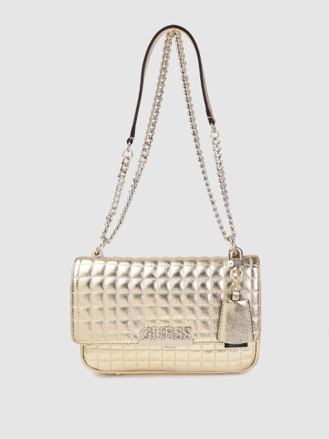 

GUESS Gold-Toned Quilted Shoulder Bag with Tab